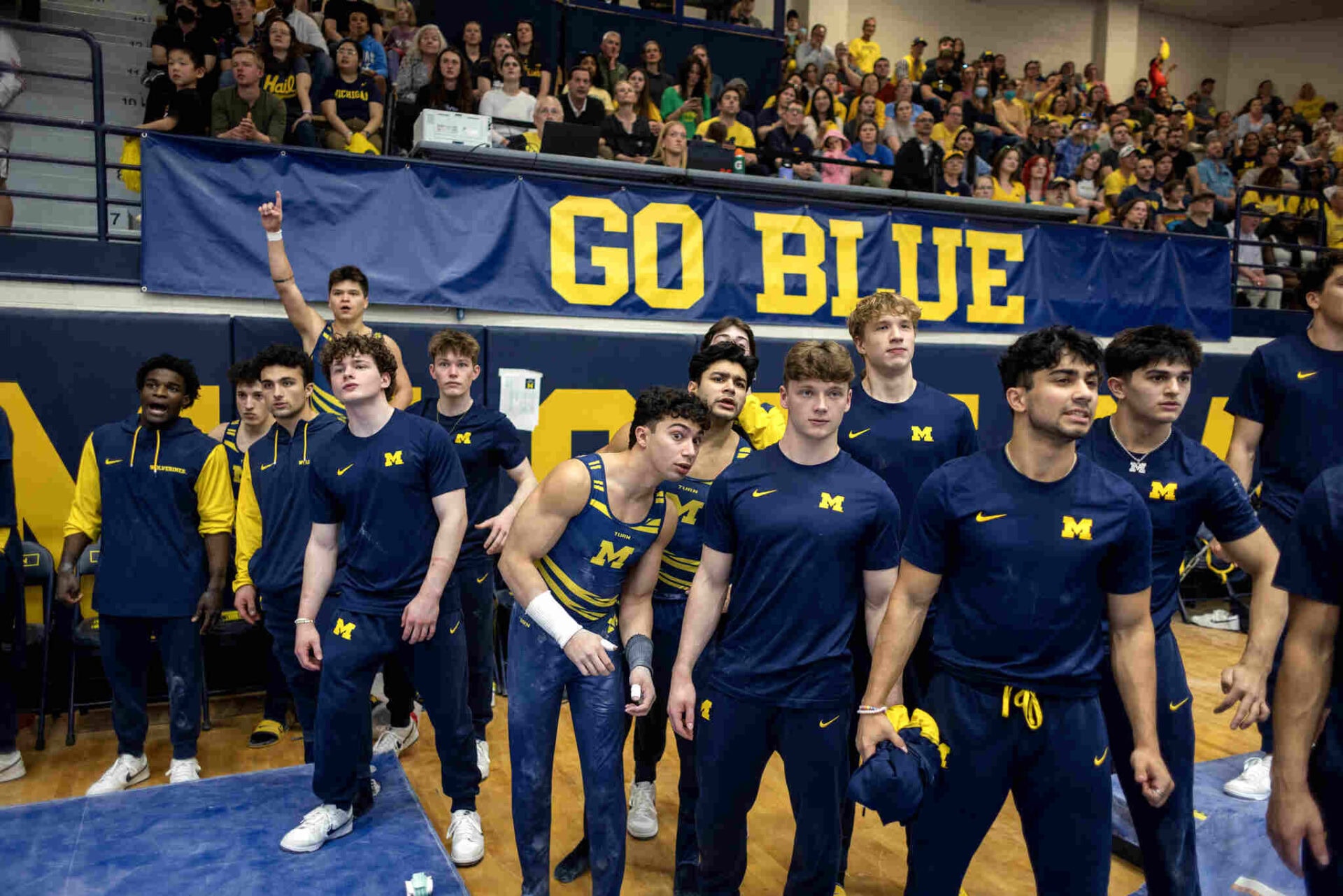Men's Gymnastics Team Celebrating